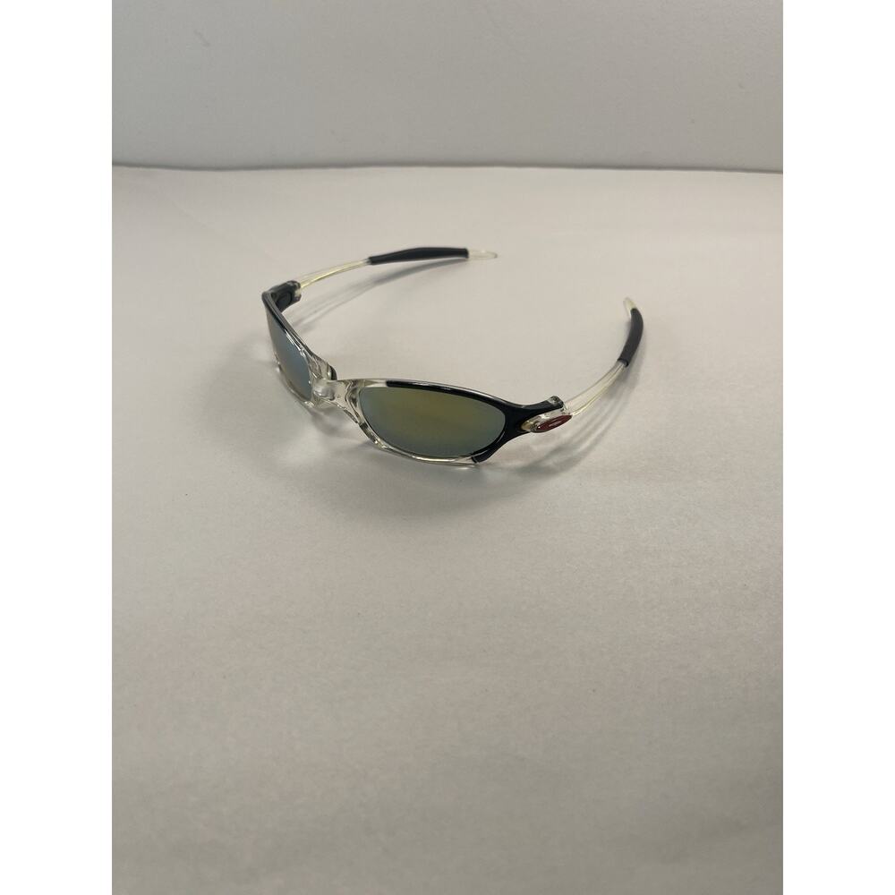 Oakley Sport Sunglasses Black Clear Frame Red Icons w/ Case - Picture 2 of 10